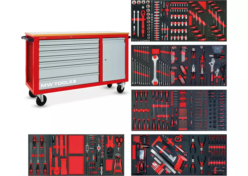 Gevulde gereedschapswagen met kast XL 514-delig MW Tools