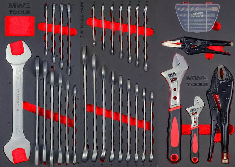 Gevulde brede, zwarte gereedschapswagen XL 514-delig MW Tools