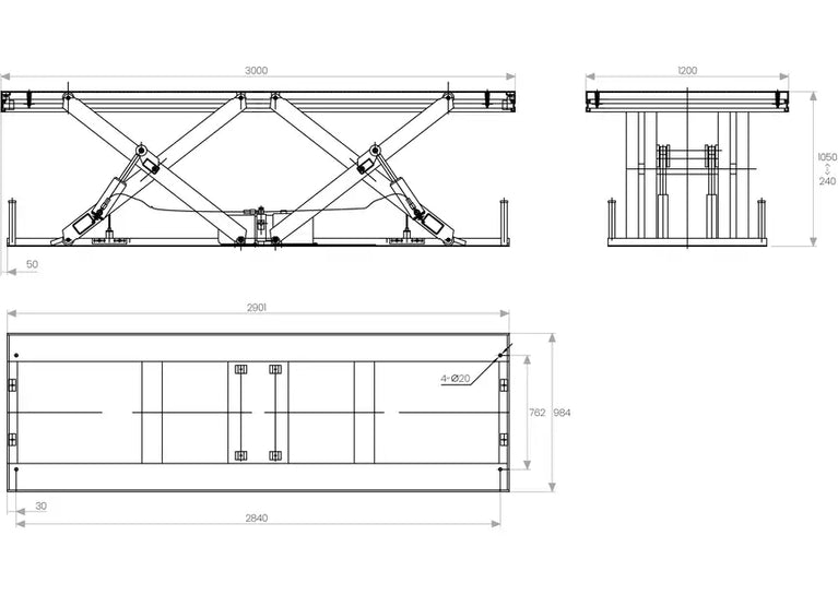 Elektro-hydraulische schaarheftafel 1050mm 8000kg 3x400V MW Tools