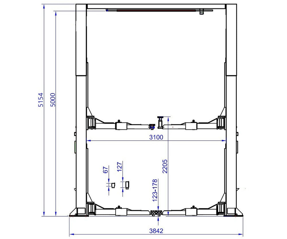 2-Koloms Hefbrug 6 Ton All-in-One – Dubbel Gewricht, 5000 mm Hoogte MW Tools