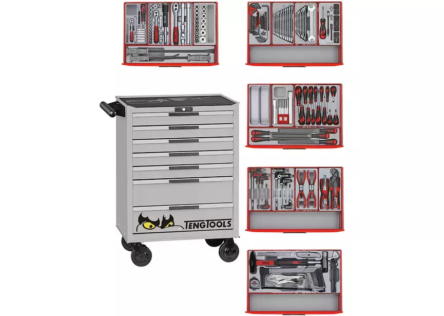 Gereedschapswagen zilver mini master set 7 laden Teng Tools