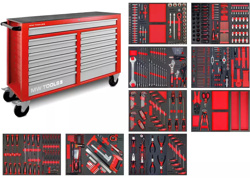 Gevulde brede gereedschapswagen XL 514-delig MW Tools