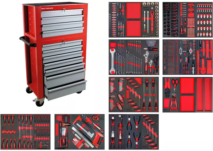 Gevulde gereedschapswagen met topkoffer XL 514-delig MW Tools