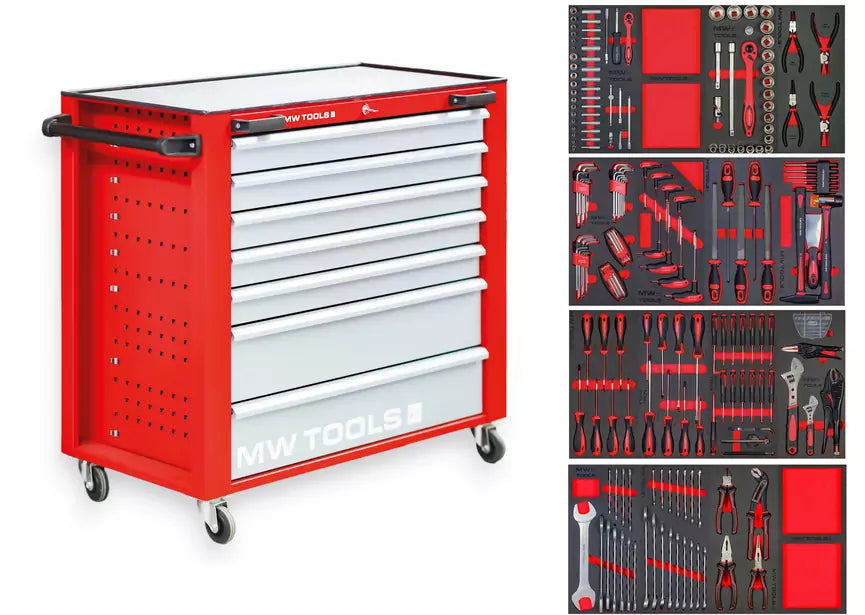 Gevulde gereedschapswagen PRACO STARTER 212-delig MW Tools