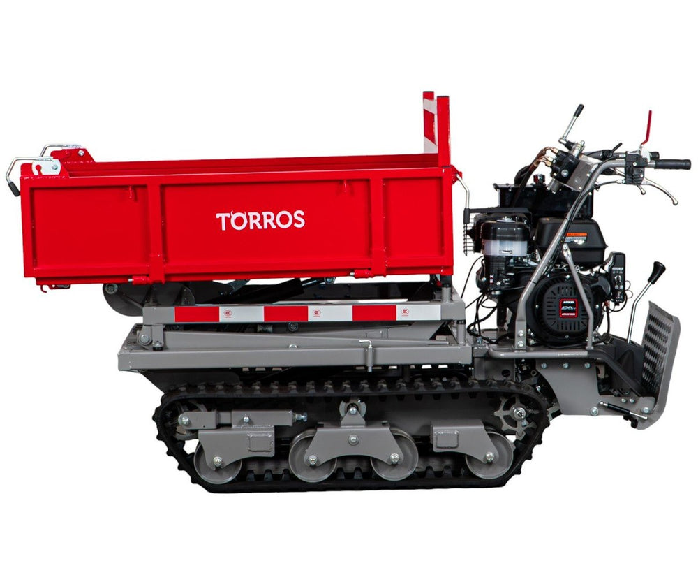 Rupsdumper 800 kg platformbak 13pk 6+2R snelheden elektrische start en hydraulische schaarlift Torros