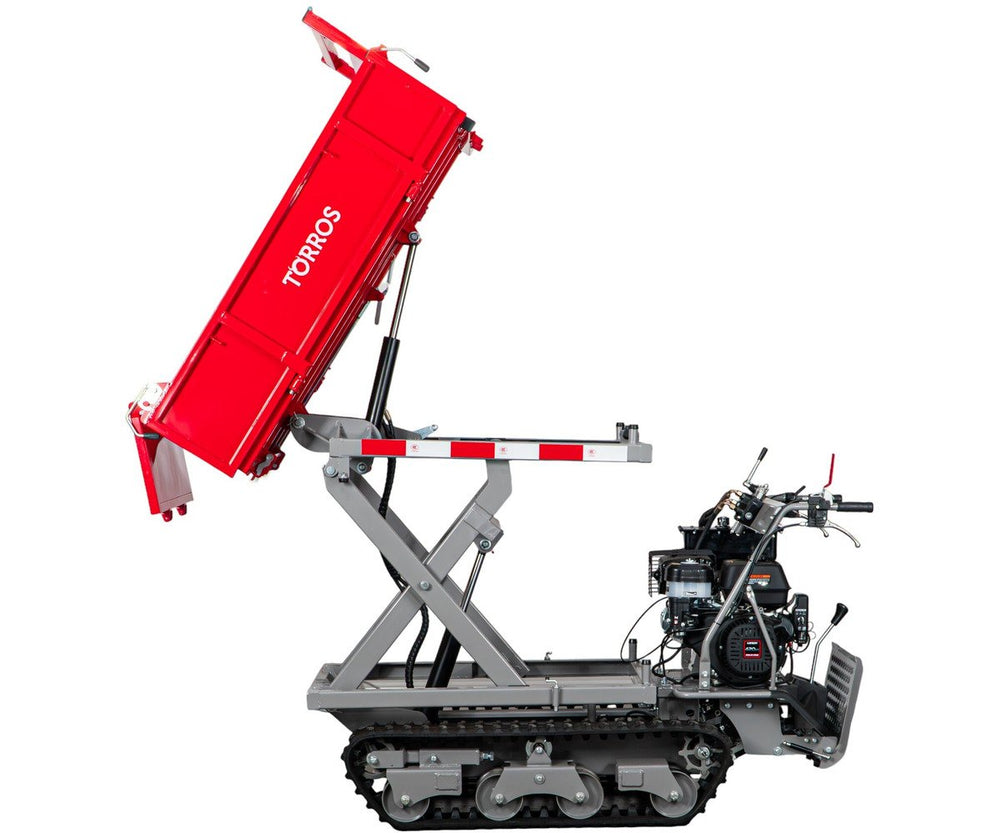 Rupsdumper 800 kg platformbak 13pk 6+2R snelheden elektrische start en hydraulische schaarlift Torros
