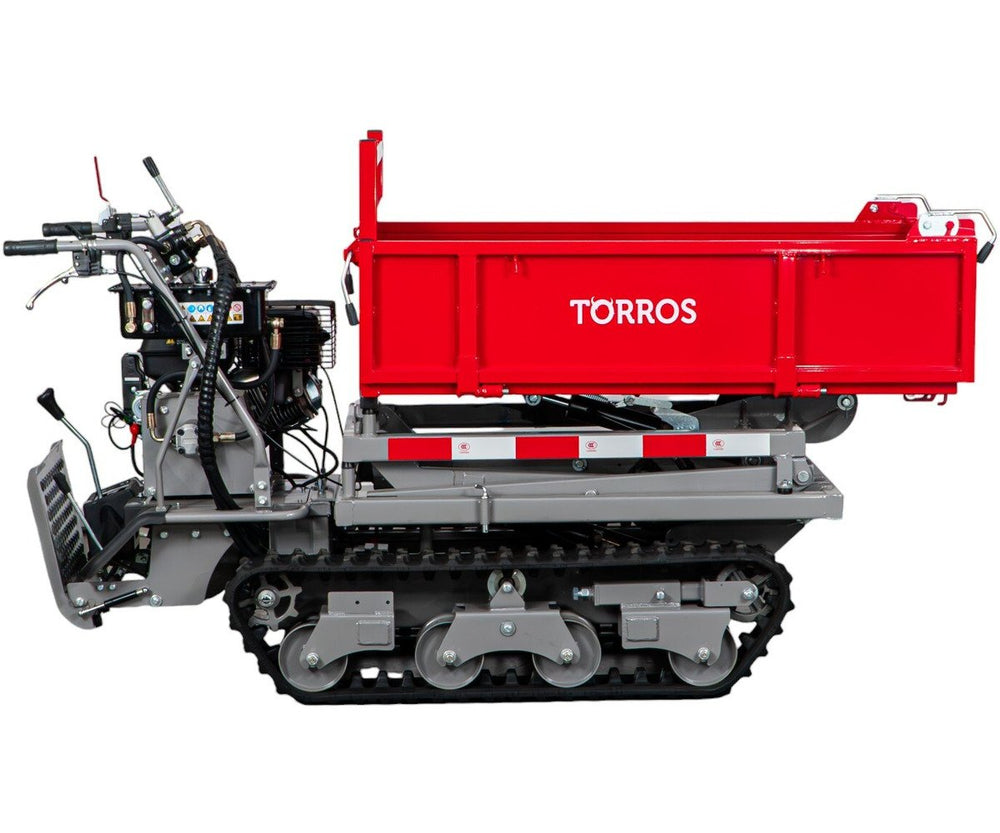 Rupsdumper 800 kg platformbak 13pk 6+2R snelheden elektrische start en hydraulische schaarlift Torros