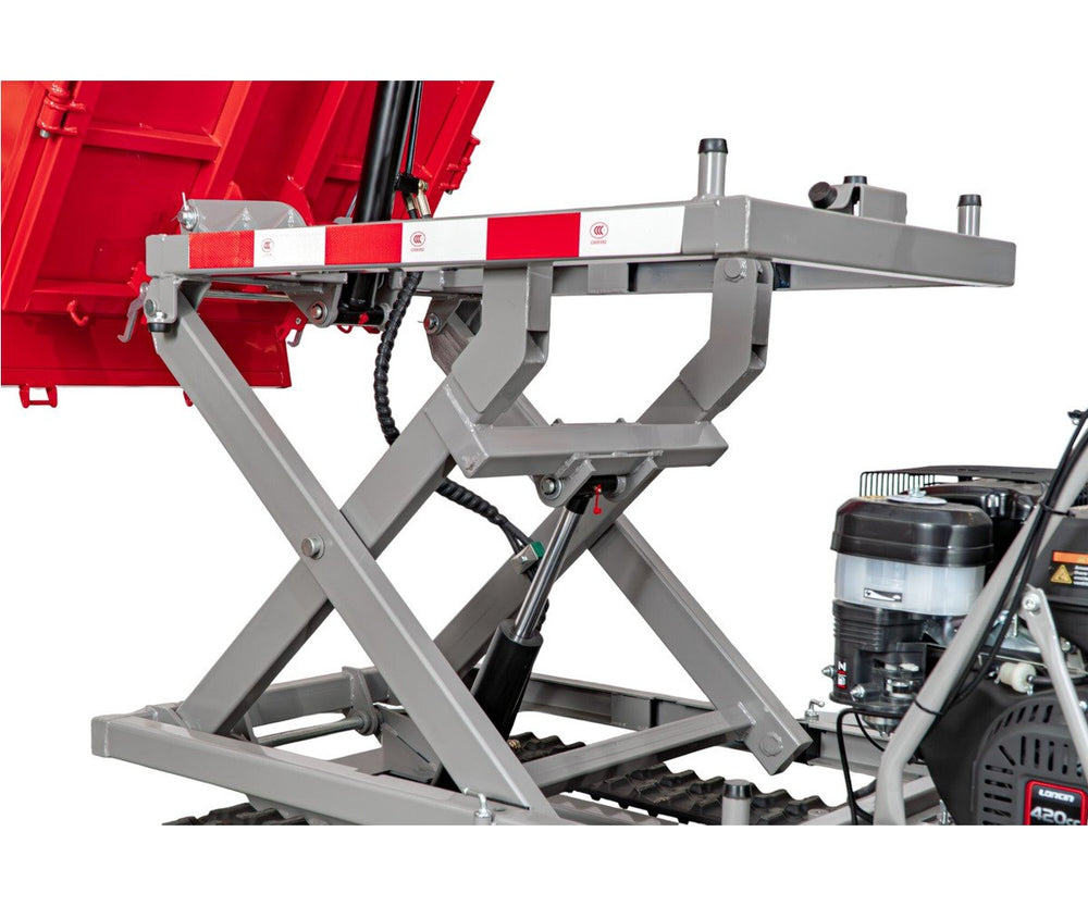 Rupsdumper 800 kg platformbak 13pk 6+2R snelheden elektrische start en hydraulische schaarlift Torros