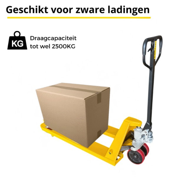 PALLETWAGEN 2500KG – VORKLENGTE 1150MM – DUBBEL VORKWIEL