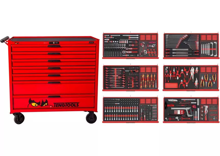 Teng Tools Gevulde Gereedschapswagen – 631-delig – 7 laden – Rood