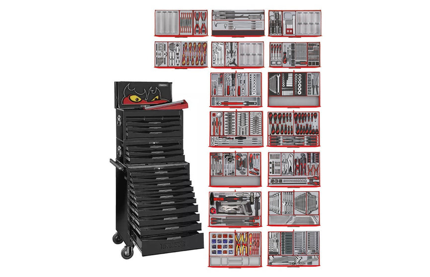 Teng Tools TCMM1011NBK Gevulde Gereedschapswagen – 1011-delig – 16 Laden – Zwart