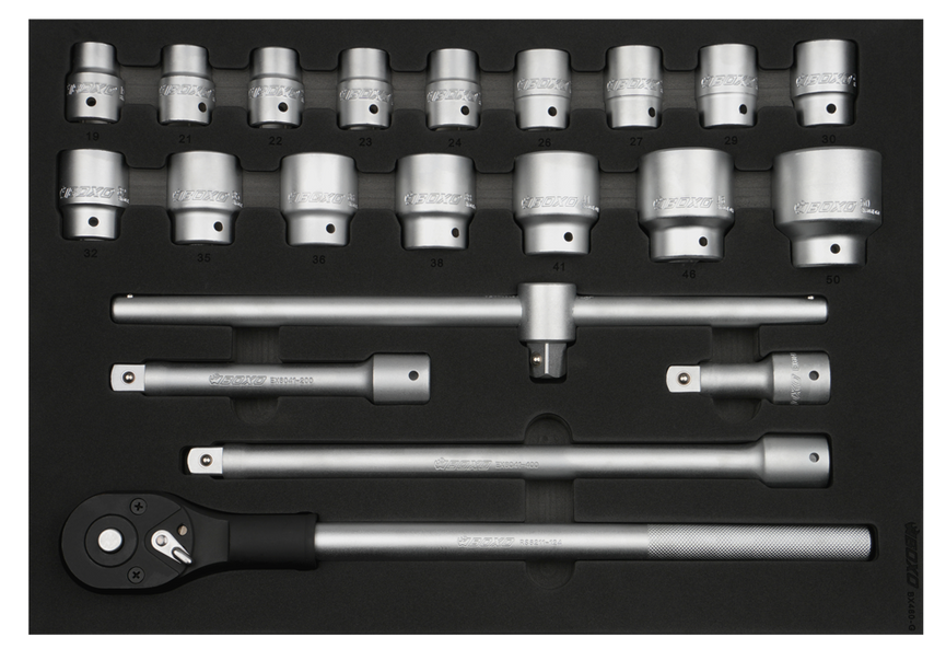 BOXO 21-dlg. 3/4" Dopsleutelset