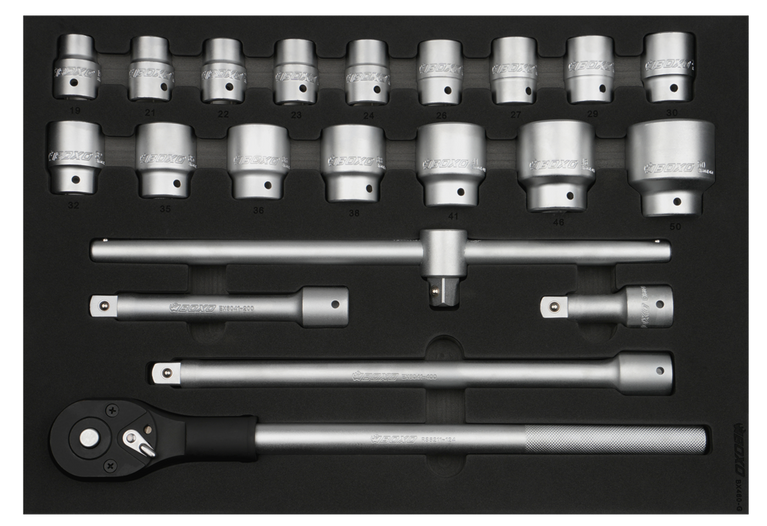 BOXO 21-dlg. 3/4" Dopsleutelset