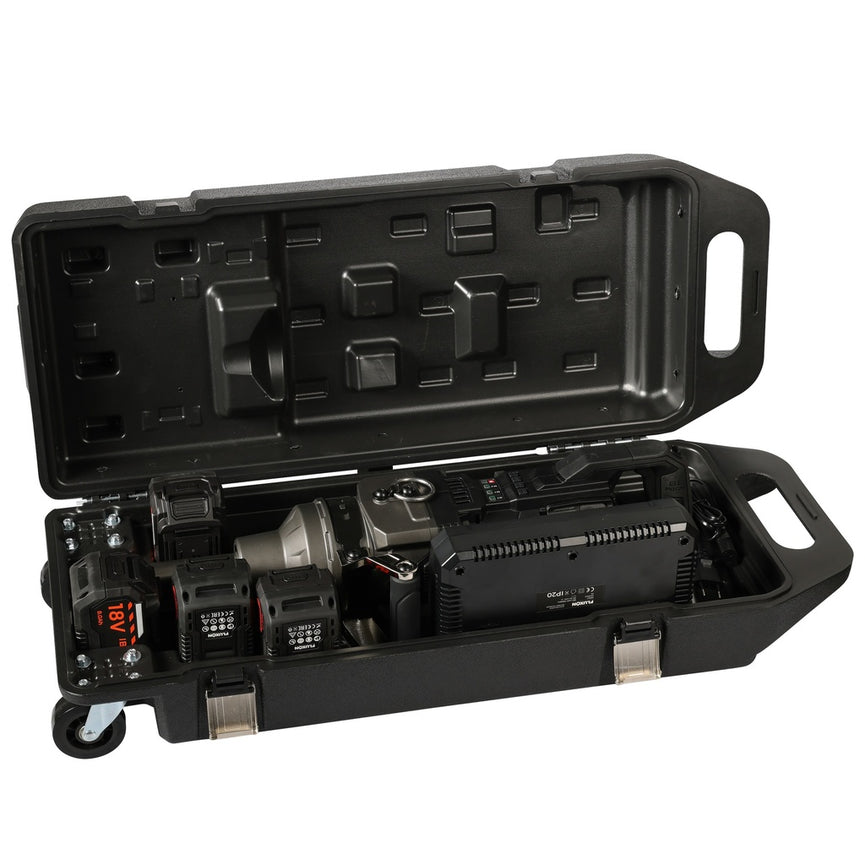 Fluxon accu slagmoersleutel 1” 4000 Nm incl. 4x 8 Ah accu en duosnellader