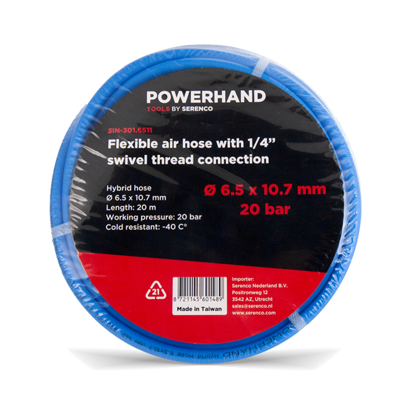 Powerhand Flexibele 1/4“ luchtslang, Ø 6,5 x 10,7 mm