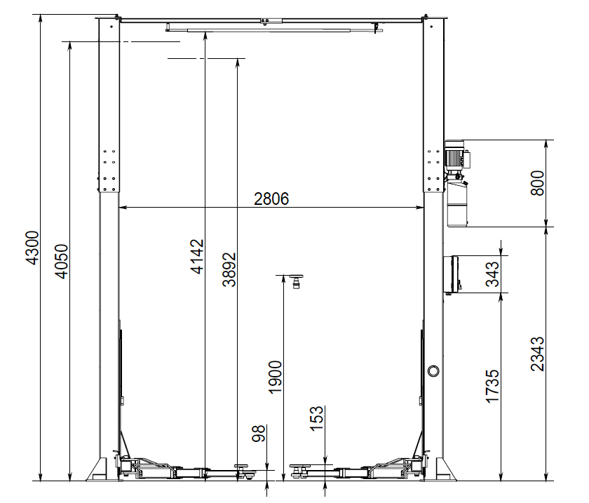 Wolf WL240NG Extra Hoog 2-Koloms Hefbrug 4000 kg