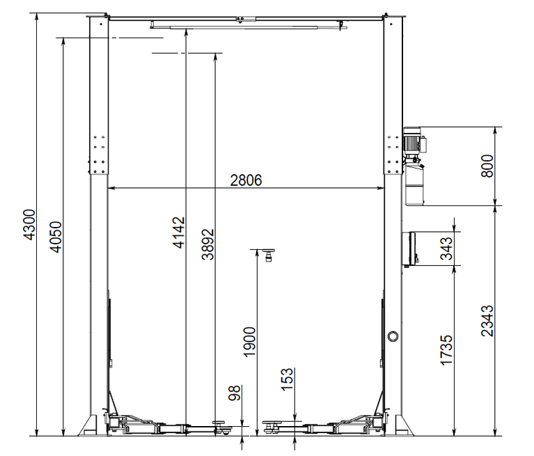 Wolf WL240NG Extra Hoog 2-Koloms Hefbrug 4000 kg