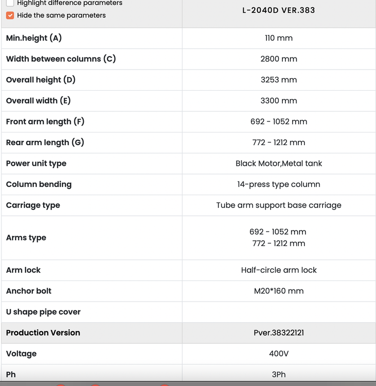 E-Plus 2040D 2-Koloms Hefbrug 4000 kg – 230V