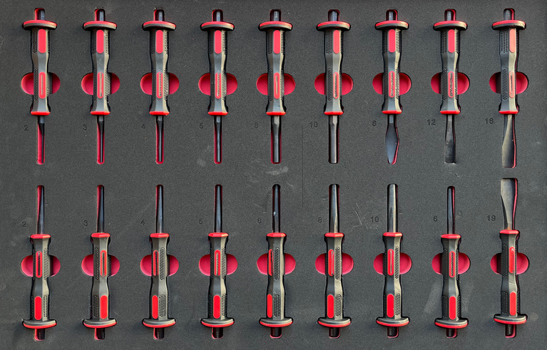 Silverstahl SV533 Profi Line Gereedschapswagen – 344-delig, 14 laden (Mat Zwart, Houten Werkblad)