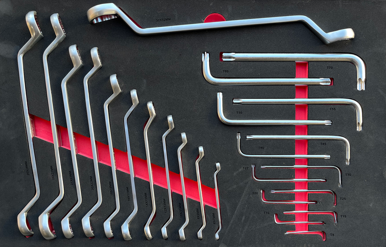 Silverstahl SV533 Profi Line Gereedschapswagen – 344-delig, 14 laden (Mat Zwart, Houten Werkblad)