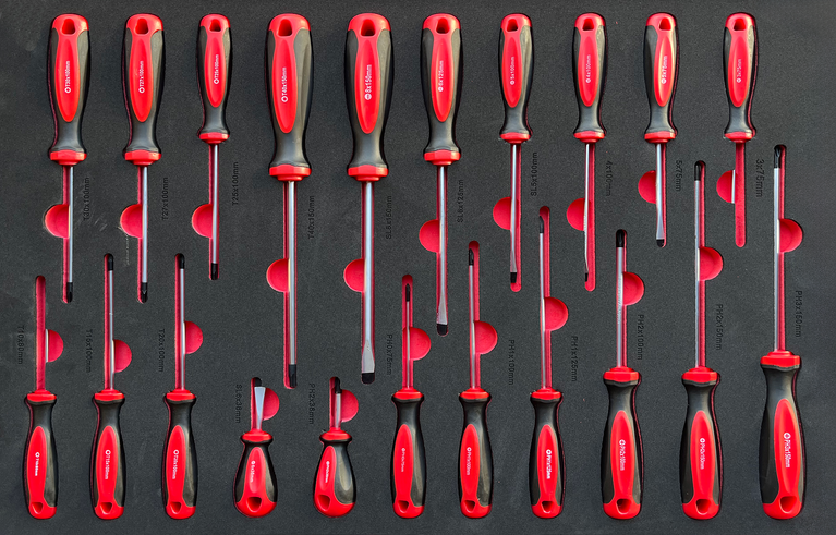 Silverstahl SV533 Profi Line Gereedschapswagen – 344-delig, 14 laden (Mat Zwart, Houten Werkblad)