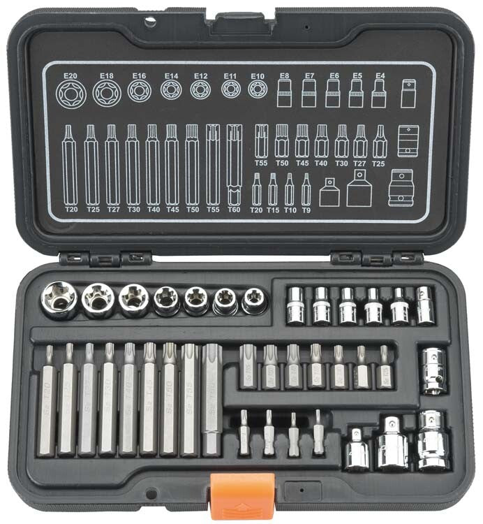 Bitset 1/4"+3/8", torx/ E-torx, 37dlg