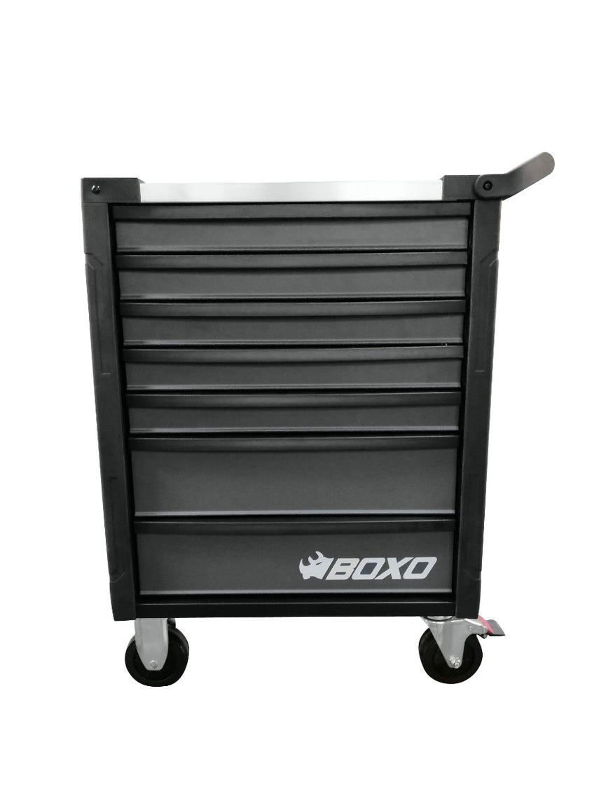 BOXO Gereedschapswagen met 7 laden en MIS systeem, zwart/grijs - 678x459x1000 mm