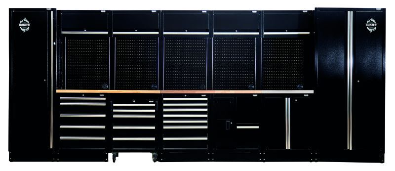 BUNKER 46cm Opbergcombinatie met gootsteen en hardhouten werkblad, 25dlg