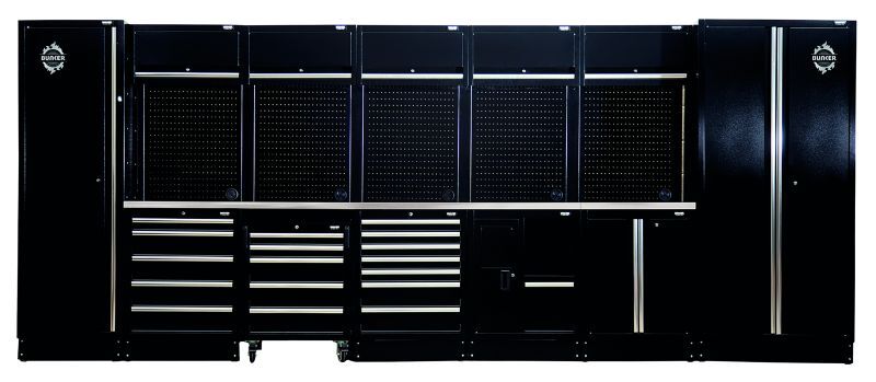 BUNKER 46cm Opbergcombinatie met gootsteen en roestvrijstalen werkblad, 25dlg