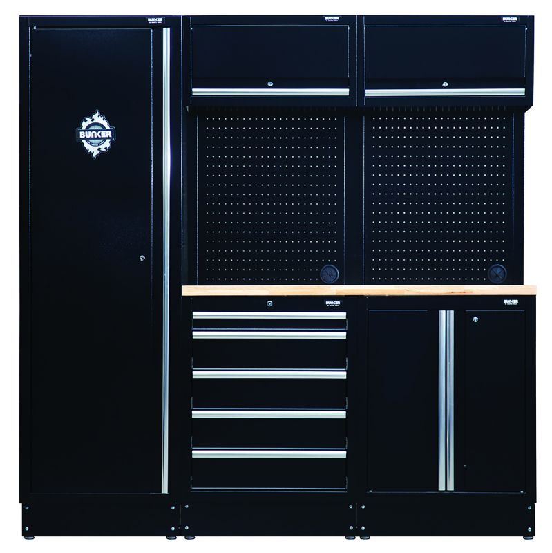 BUNKER 46cm Opbergcombinatie met hardhouten werkblad, 11dlg