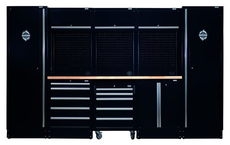 BUNKER 46cm Opbergcombinatie met hardhouten werkblad, 16dlg