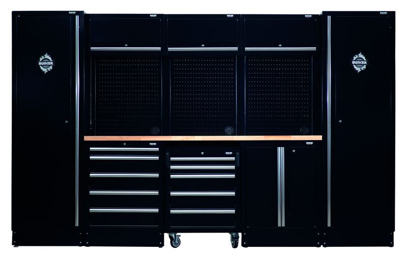 BUNKER 46cm Opbergcombinatie met hardhouten werkblad, 16dlg