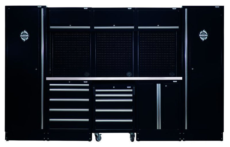 BUNKER 46cm Opbergcombinatie met roestvrijstalen werkblad, 16dlg