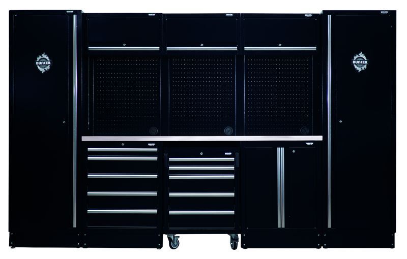 BUNKER 46cm Opbergcombinatie met roestvrijstalen werkblad, 16dlg