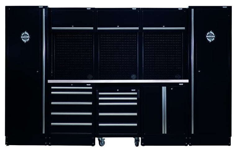 BUNKER 46cm Opbergcombinatie met roestvrijstalen werkblad, 16dlg