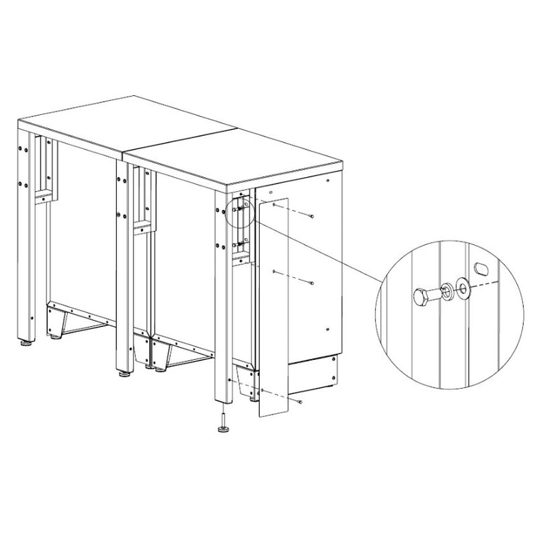 BUNKER 61cm Modulaire montagebeugel t.b.v. werkblad 61cm