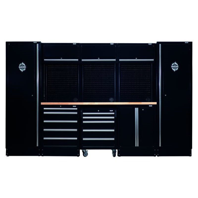 BUNKER 61cm Opbergcombinatie met hardhouten werkblad, 16dlg