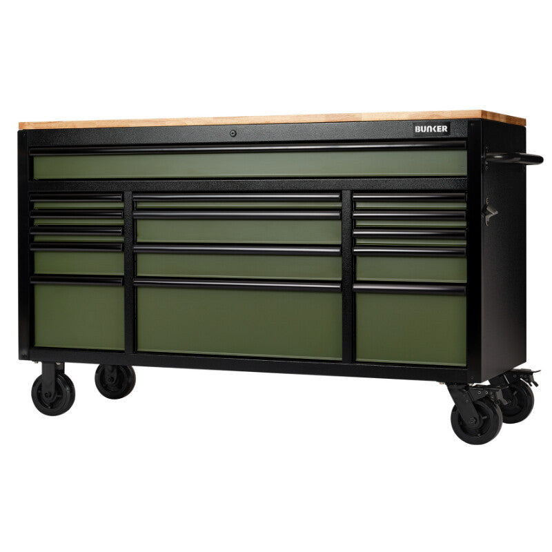 BUNKER Gereedschapswagen/werkbank, 155cm, groen