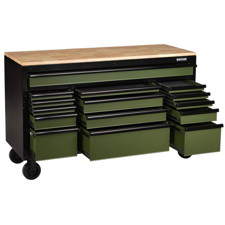 BUNKER Gereedschapswagen/werkbank, 155cm, groen