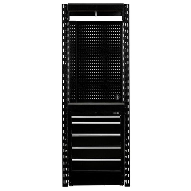 BUNKER Opbergrek met geperforeerde achterwand en 1 vloerkast, 750x2210x520mm