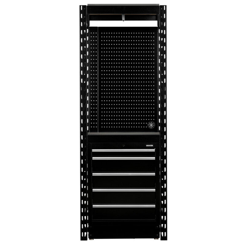 BUNKER Opbergrek met geperforeerde achterwand en 1 vloerkast, 750x2210x520mm