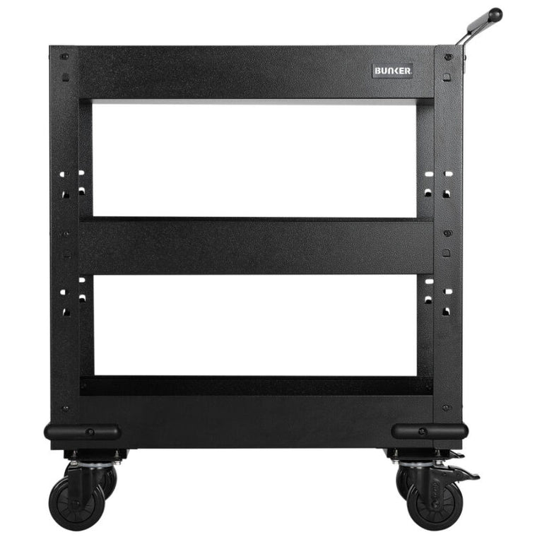 BUNKER Werkplaatstrolley met hardhouten werkblad, 3 schappen, 71cm