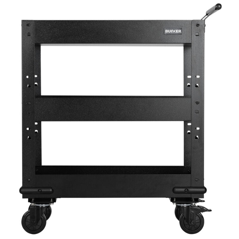 BUNKER Werkplaatstrolley met hardhouten werkblad, 3 schappen, 71cm