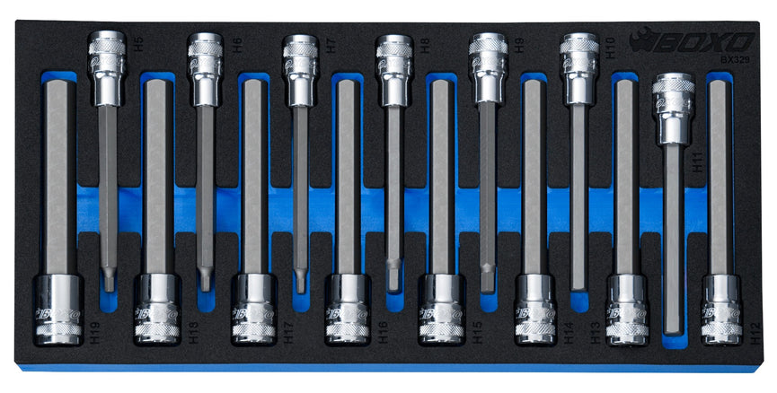 Lange Hex bit dopsleutelset, 1/2", 13-delig