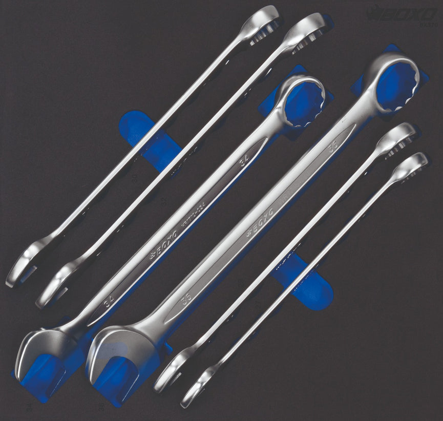 Ring- steeksleutelset XL in foam, 6-dlg.