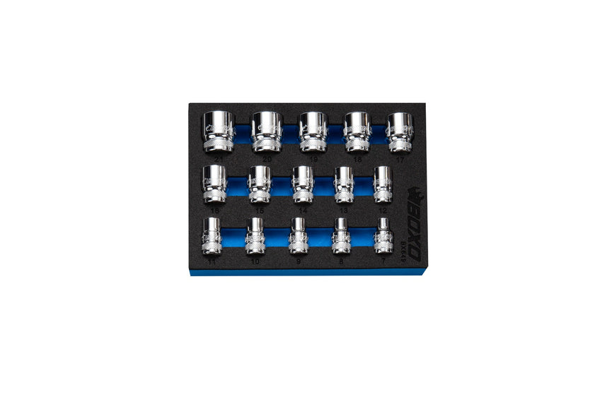 3/8" Magnetische dopsleutelset 6Kt 15-dlg.