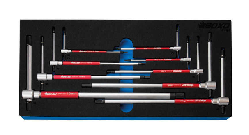 3-weg T-bar inbussleutelset H2 - H10, 9-dlg
