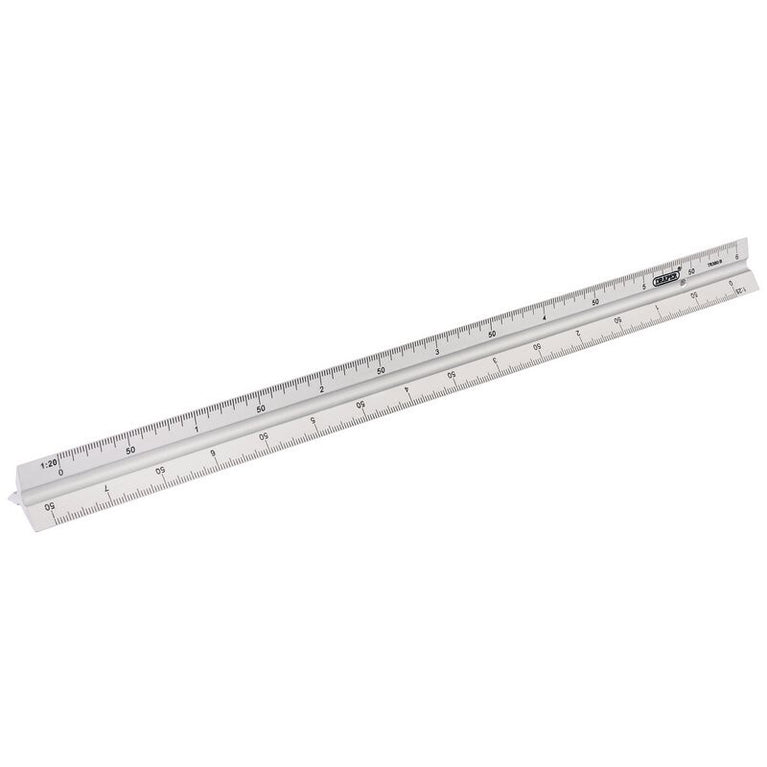 Driehoeksliniaal aluminium met schaalverdeling, 300mm