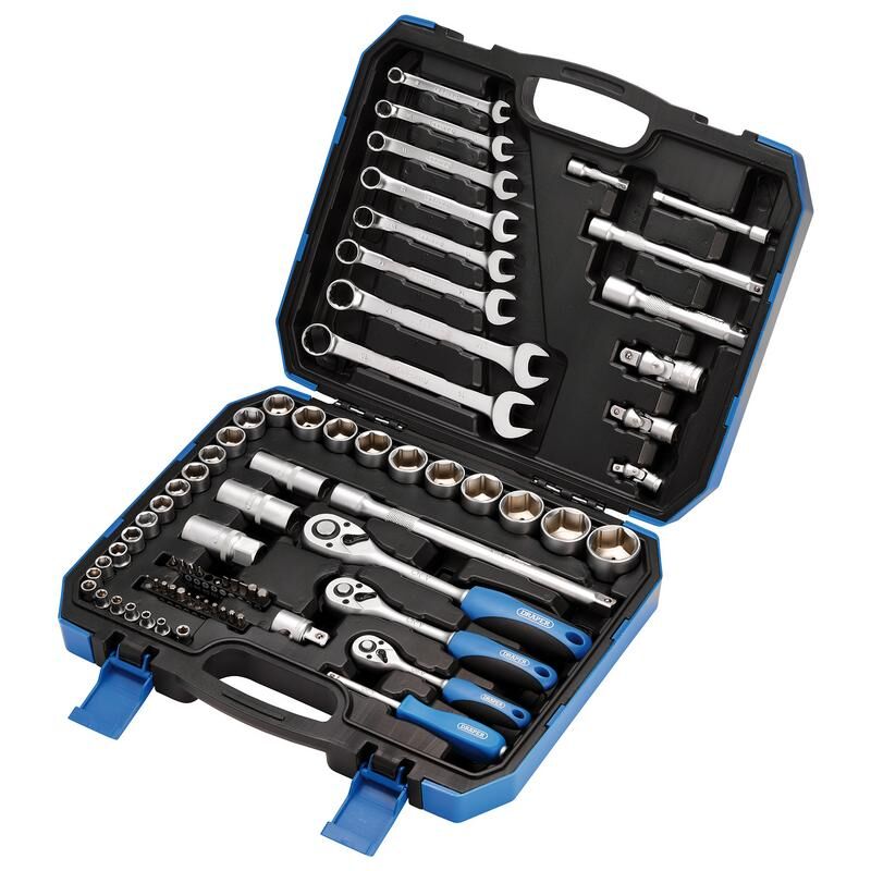 Gereedschapskoffer 1/4"+3/8"+1/2", 75dlg