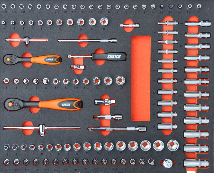 Gereedschapswagen COMPACT, 3 laden gevuld in FOAM